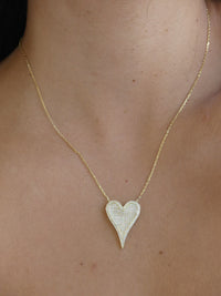 Large heart diamond cz necklace in gold .925 sterling silver gold plate. Sparkly heart necklace by Kesley Boutique