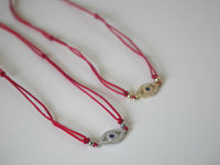 Evil Eye luxe Diamond CZ .925 Sterling Silver Luxury Red String Lucky Bracelet