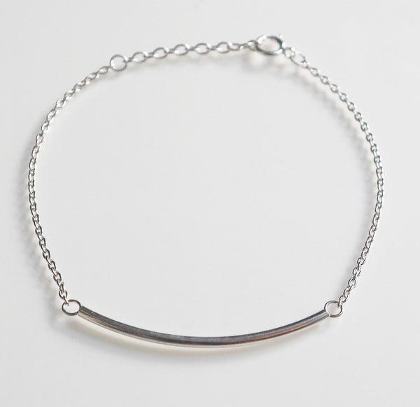 Minimalist Bar Bracelet, 925 Sterling Silver Waterproof Dainty Bracelet