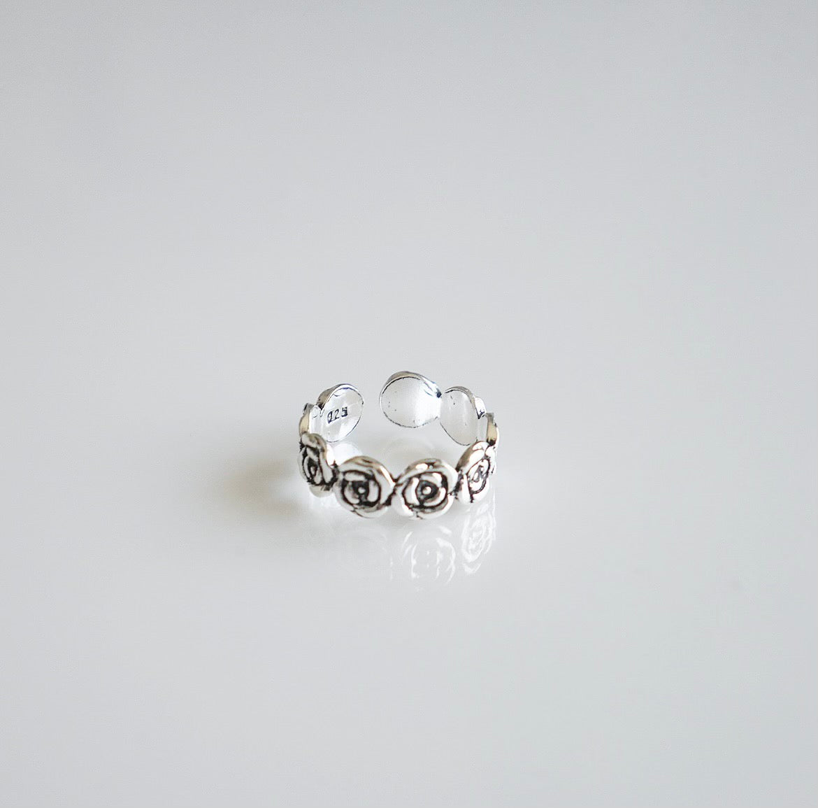 Rose Design Adjustable Toe Ring/Middy .925 sterling silver Ring