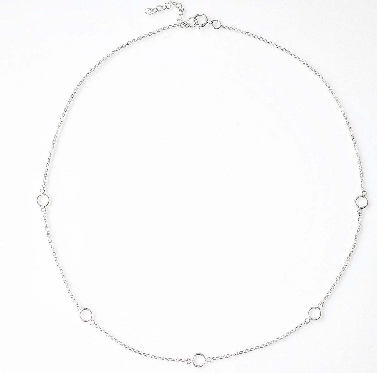 Casual Circles Short .925 Sterling Silver Necklace