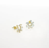 Fashionista Baguette Diamond CZ Swirl Glam .925 Sterling Silver Stud Earrings