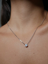 Large Single Bezel Diamond CZ Running Circles In My Mind .925 Sterling Silver Necklace.