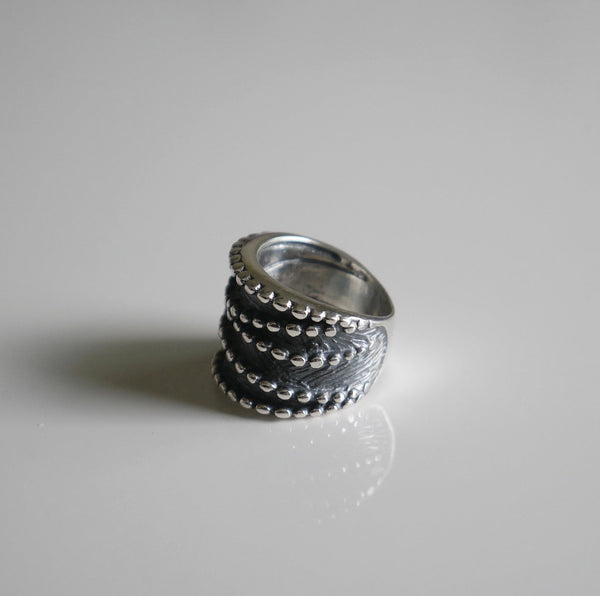 Chunky Ball Oxidized Statement  .925 Sterling Silver Ring