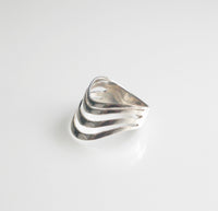 Gladiator Waves Ring  .925 Sterling Silver Statement Waterproof Stacked Wave Ring