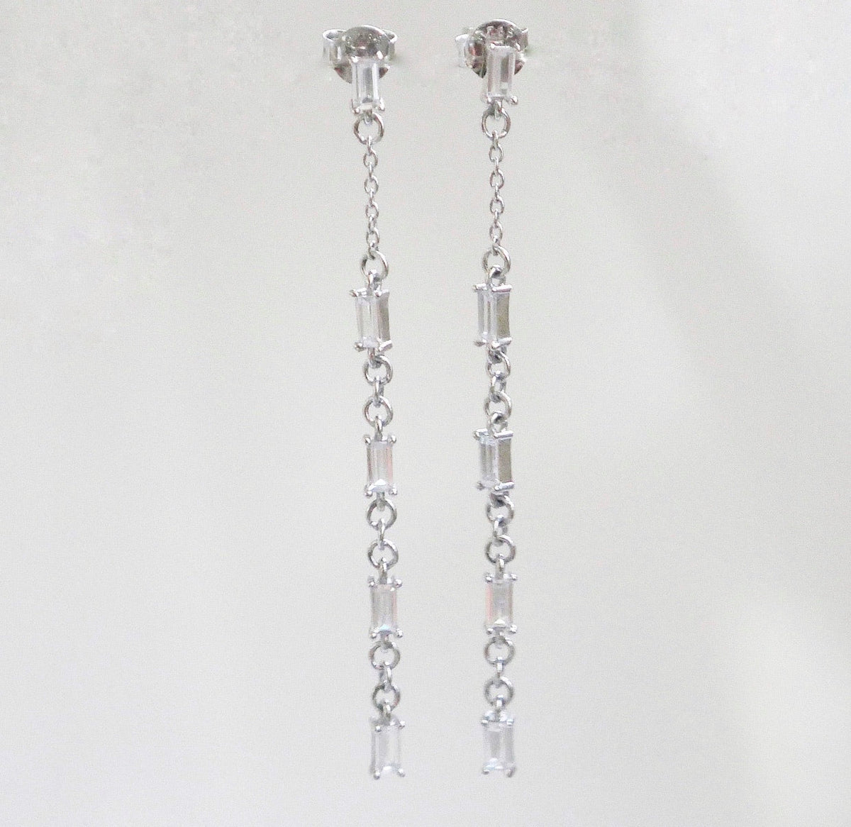 Little Rectangle CZ baguette Linear Luxe Earrings