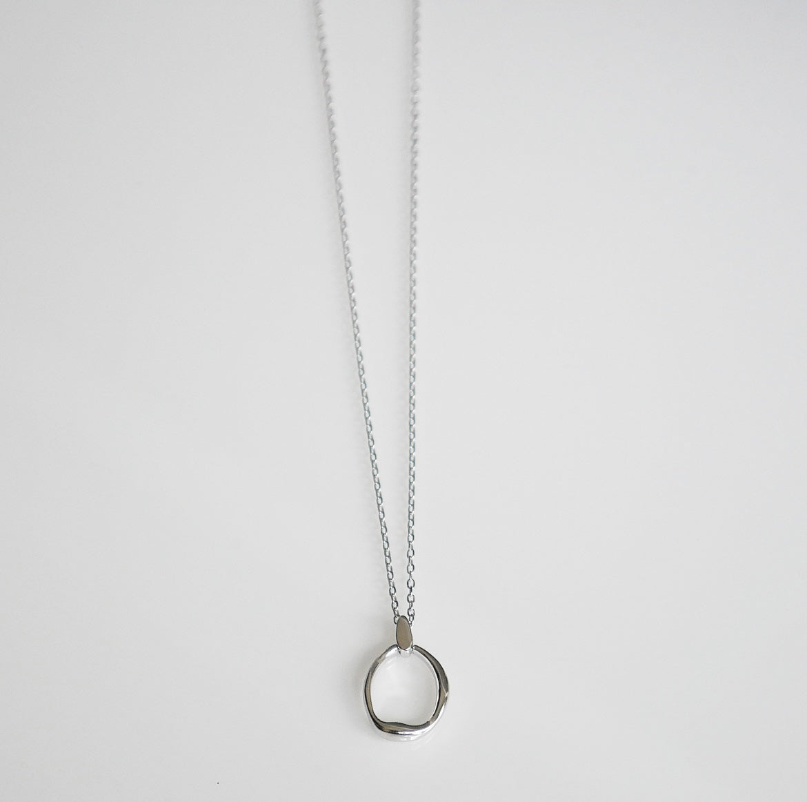 Oval Circle Necklace 925 Sterling Silver Irregular Open Oval Circle Dainty Necklace