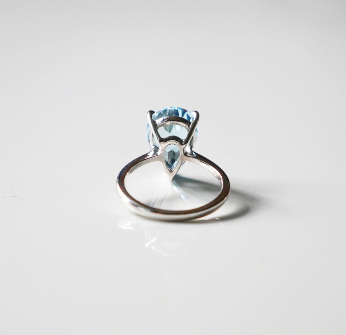 Blue Topaz Silver Ring, .925 Sterling Silver Ring Pear Shape Topaz Gemstone Water Drop Nickel Free Luxury Birthstone, Statement Ring