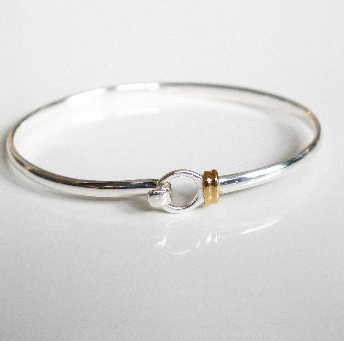 cuff bracelet with hook in .925 sterling silver bu kesleyboutique, girlwith3jobs, silver jewelry in Miami , bangle bracelet with gold and silver 