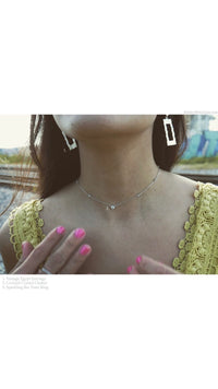 Dainty Short Necklace, 925 Sterling Silver Zircon Daily Casual Wear Luxury Necklaces