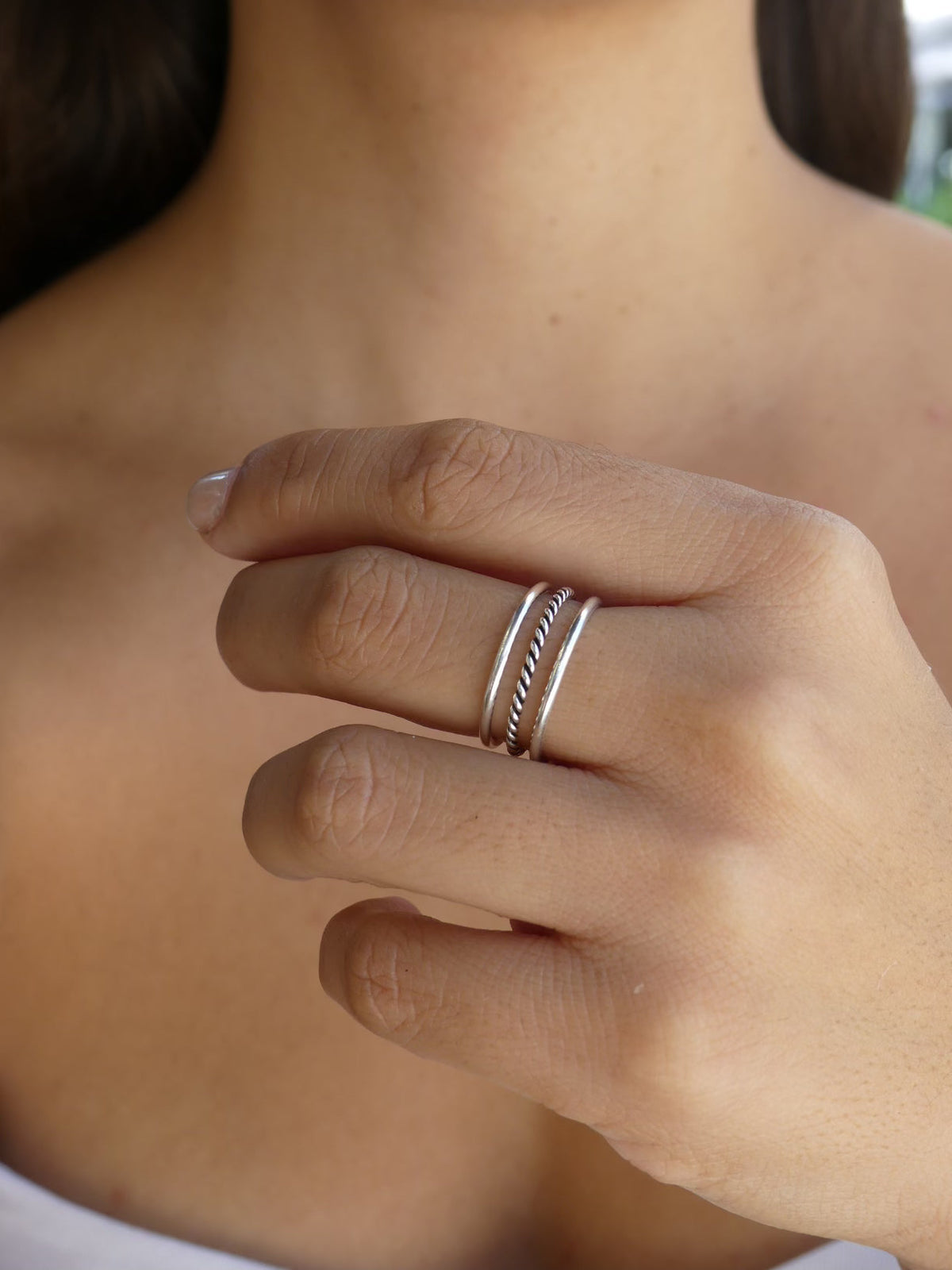 Effortless Twist Ring .925 Sterling Silver Waterproof Open Stacked Casual Ring