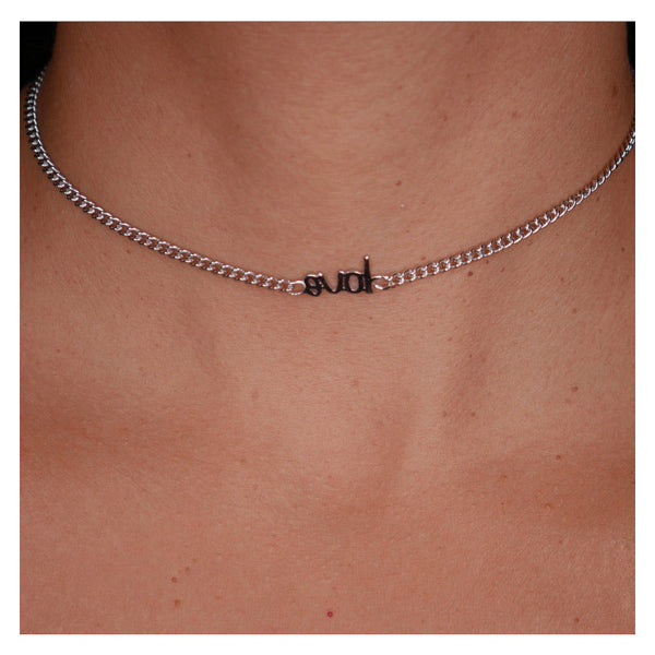 Retro Love Choker Necklace 925 Sterling Silver