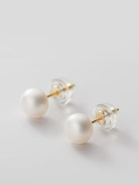 Freshwater Stud Silver Earrings, .925 Sterling Silver Hypoallergenic Nickel Free Cultured Pearl  Earrings
