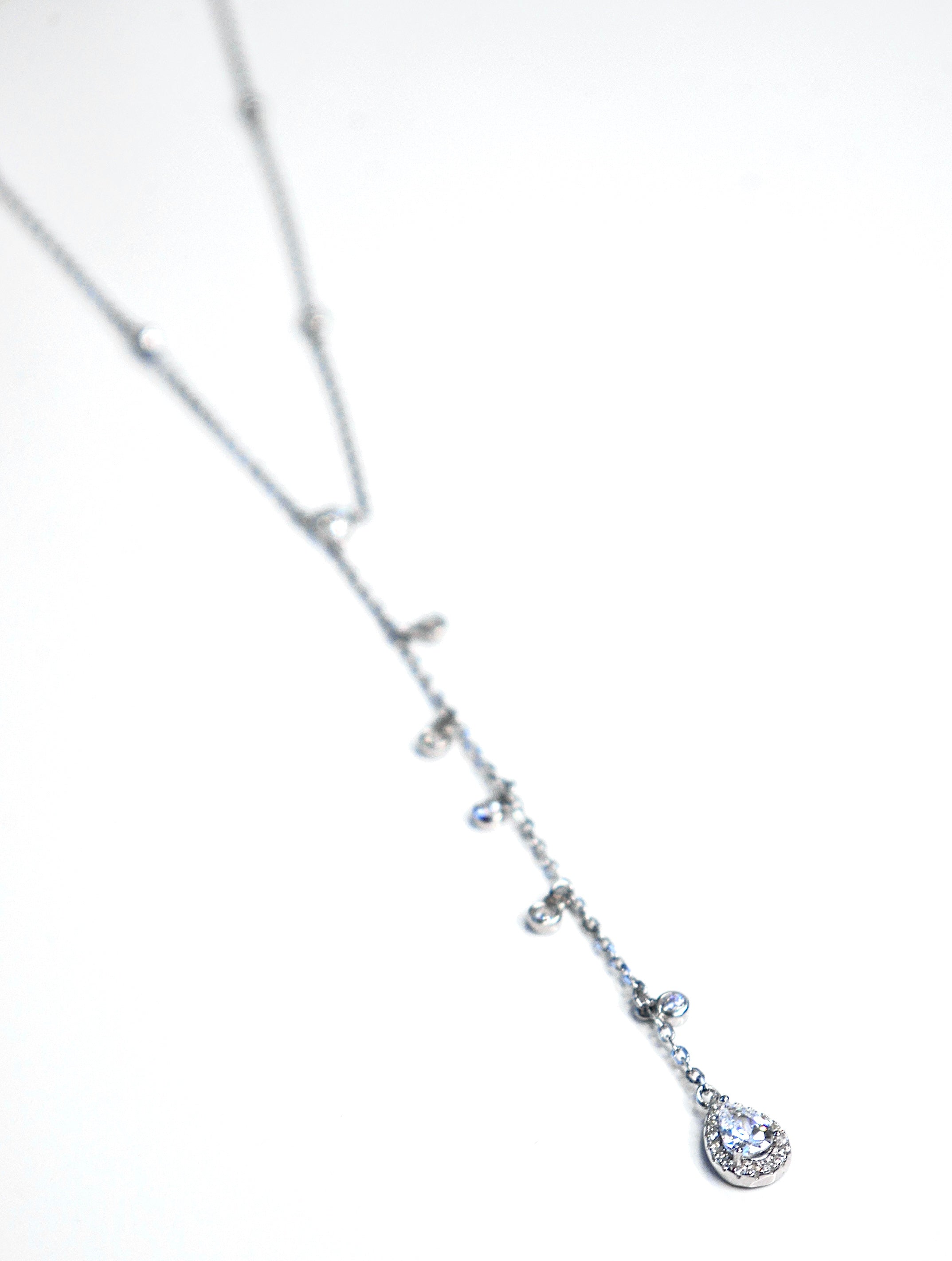 Y Lariat Clear store Zircon Waterway Tulip Necklace| 925 Sterling Silver