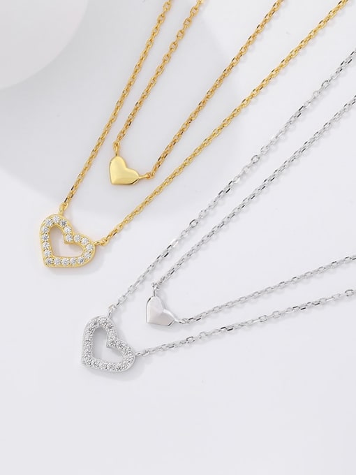 layered necklaces, heart necklaces, sterling silver necklace, gold heart necklace, rhinestone heart necklaces, rhinestone necklaces, dainty heart necklaces, birthday gifts, anniversary gifts,  sterling silver necklaces, heart jewelry, heart rhinestone necklaces