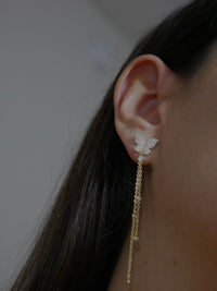 Butterfly Earrings, .925 Sterling Silver Tassel Fringe Bubble Diamond CZ Hypoallergenic, Waterproof Post Earrings