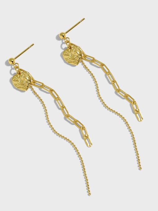 long earrings, gold plated, casual, statement earrings, light weight for sensitive ears, hypoallergernic, nickel free, plain earrings with dangling chain, dangling plain earrings kesleyboutique