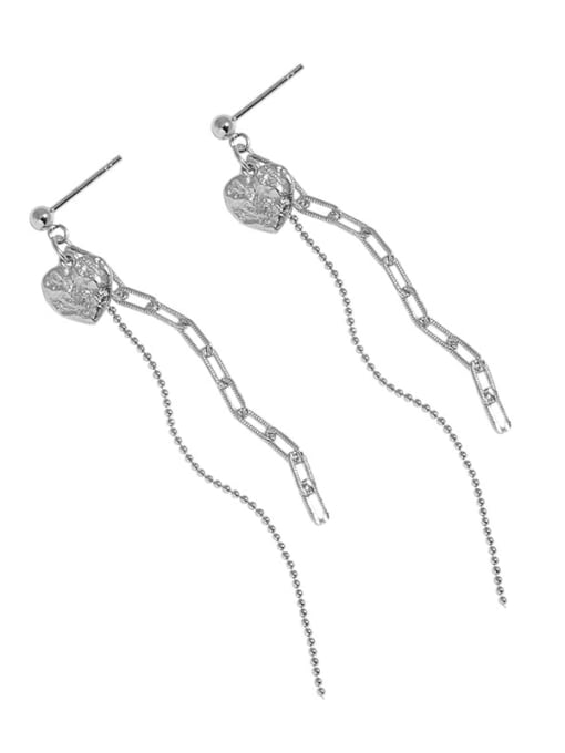 long dangling earrings, sterling silver, .925 designer luxury earrings that will not rust, popular instagram and tiktok earrings styles, white gold earrings, paperclip link earrings, kesleyboutique