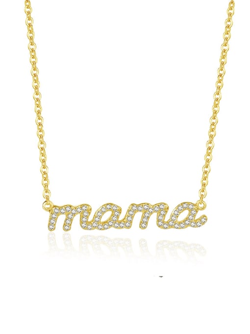 Mama Necklace lower case cursive letters 925 sterling silver cubic zirconia hypoallergenic Women's Jewelry