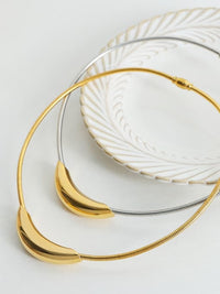 Two Tone Necklace, 18K Gold Plated Titanium Statement Necklace
