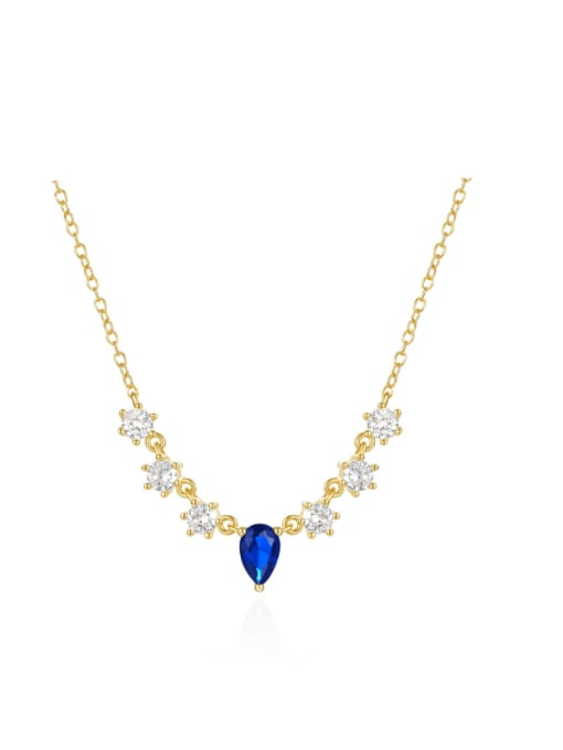 Pear Sapphire Blue Necklace, 18K Gold Plated, 925 Sterling silver Dainty Luxury Necklace