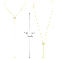 Gold necklaces, heart necklace, gold plated, waterproof, y lariat necklaces, valentines, love, heart necklace with rhinestones, cubic zirconia, top jewelry store in Brickell