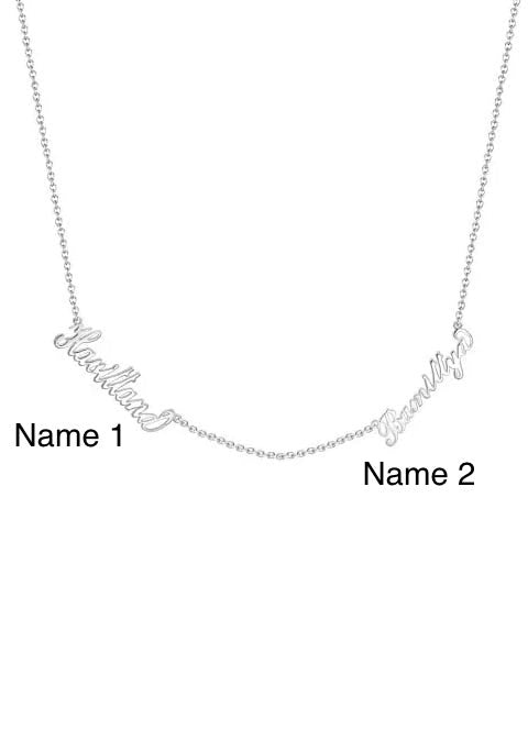 Name Necklace Personalized Two Names 925 Sterling Silver Customized Jewelry