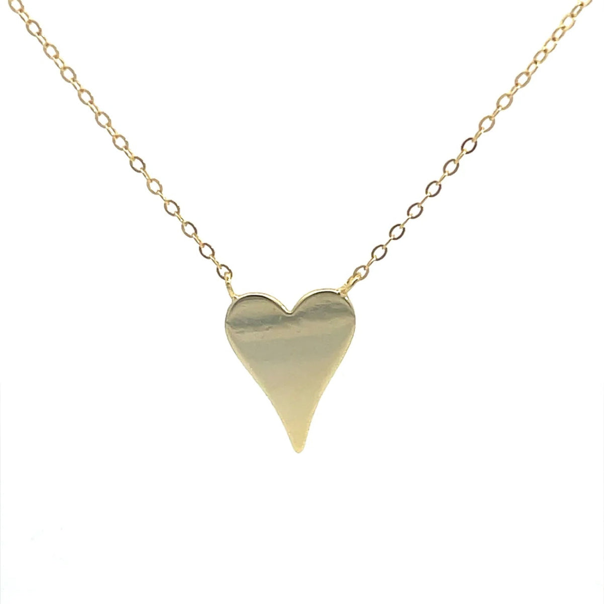 Large Heart Necklace, 14K Gold Plated Sterling Silver Necklace