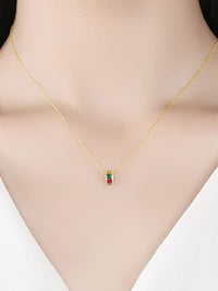 Color My Day Barrel Necklace Diamond CZ 18k Gold Plated .925 Sterling Silver