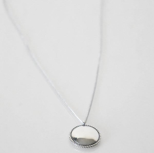 Necklaces, silver, round circle coin necklace, sterling silver .925 waterproof, vintage style dainty necklace, hypoallergenic, david yurman inspired necklaces 