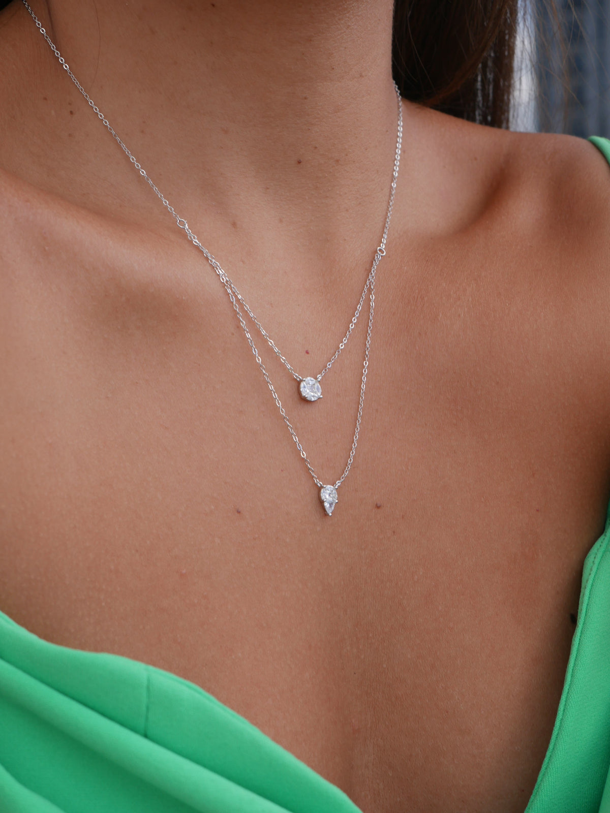 necklace, silver necklaces, layered necklaces, 925 sterling silver necklaces, jewelry, fashion jewelry, dainty necklaces, layering necklace ideas, 18 inch necklaces, double necklace, christmas gifts, birthday gifts, anniversary gifts, statement necklaces, silver jewelry, designer jewelry, tarnish free jewelry, affordable jewelry, rhinestone jewelry, rhinestone necklaces, trending on tiktok, kesley jewelry, waterproof jewelry