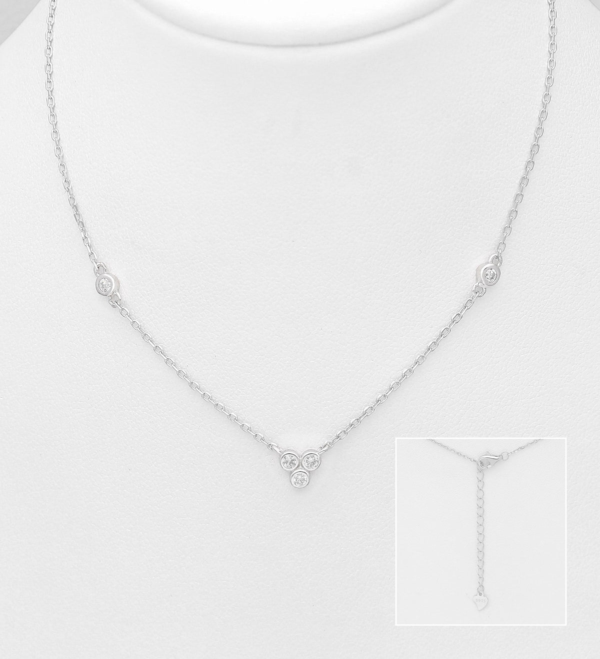 sterling silver simple necklace with CZ, necklace for gift, cute necklace, popular necklace, elegant necklace, work necklace. everyday necklace, every day necklace with CZ, sterling silver necklace with cz sterling silver necklace with 3 diamonds, sterling silver necklace with 5 diamonds by Kesleyboutique.com, girlwith3jobs, Johana billion, Shopping in Miami, Shopping in south beach, influencer jewelry