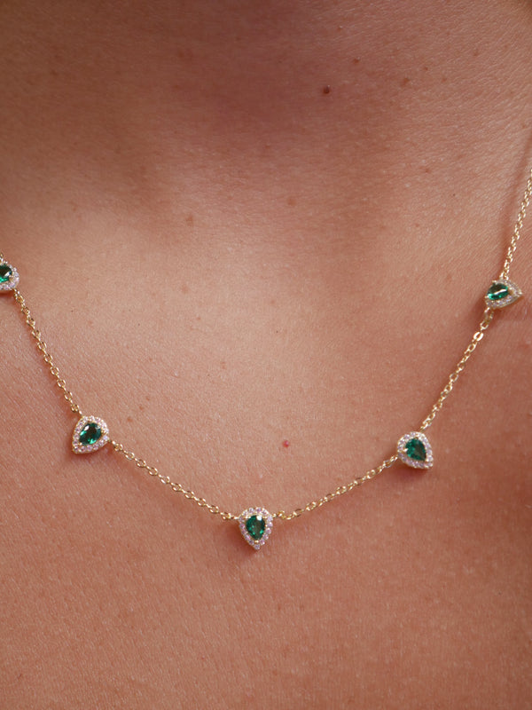 necklaces, gold plated necklaces, emerald necklaces, green and gold necklaces, tear shape necklaces, nickel free necklaces, dainty gold necklaces, dainty necklaces, gold and green necklaces, waterproof jewelry, fashion jewelry, designer necklaces, graduation gift, anniversary gift, cute necklaces, going out jewelry, wedding jewelry, bridesmaids jewelry, sterling silver  