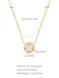 Dainty Round Solitaire 18K Gold Plated Sterling Silver Necklace KESLEY Matte Gold