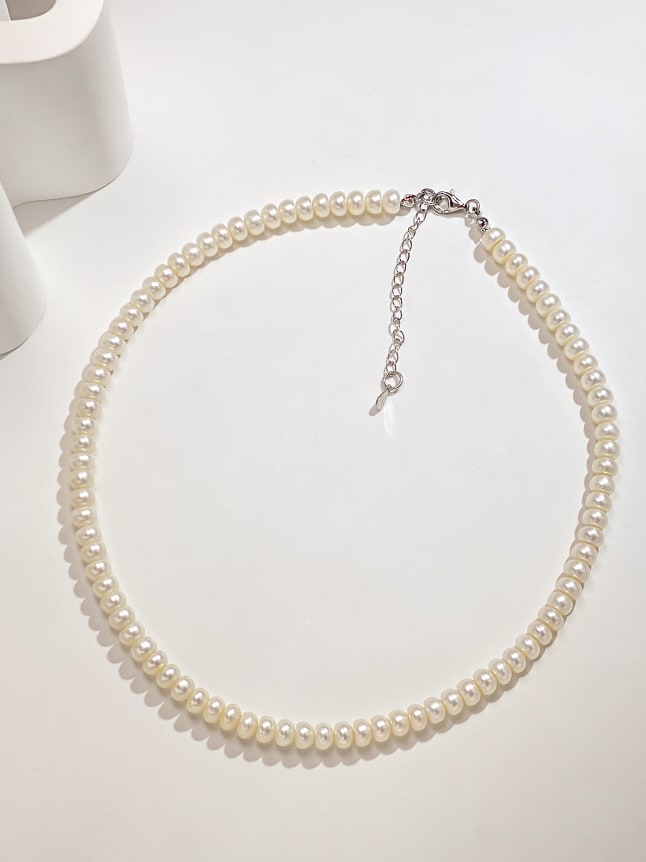 Pearl Necklace 925 Sterling Silver Natural Pearl Women's Jewelry Nickel Free Fine Jewelry