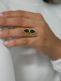 rings, gold rings, gold plated rings, gold onyx rings, Black onyx ring, 14k gold plated, sterling silver .925 waterproof rings, statement designer luxury rings, , birthday gifts, birthstone rings, black jewelry, gold and black rings, rhinestone ring, big rings, trending on instagram and tiktok unique rings, popular rings, real gemstone rings, real black crystals, what is onyx, properties of onyx, jewelry. Kesley Boutique, onyx accessories, fashion jewelry, onxy statement rings, designer jewelry