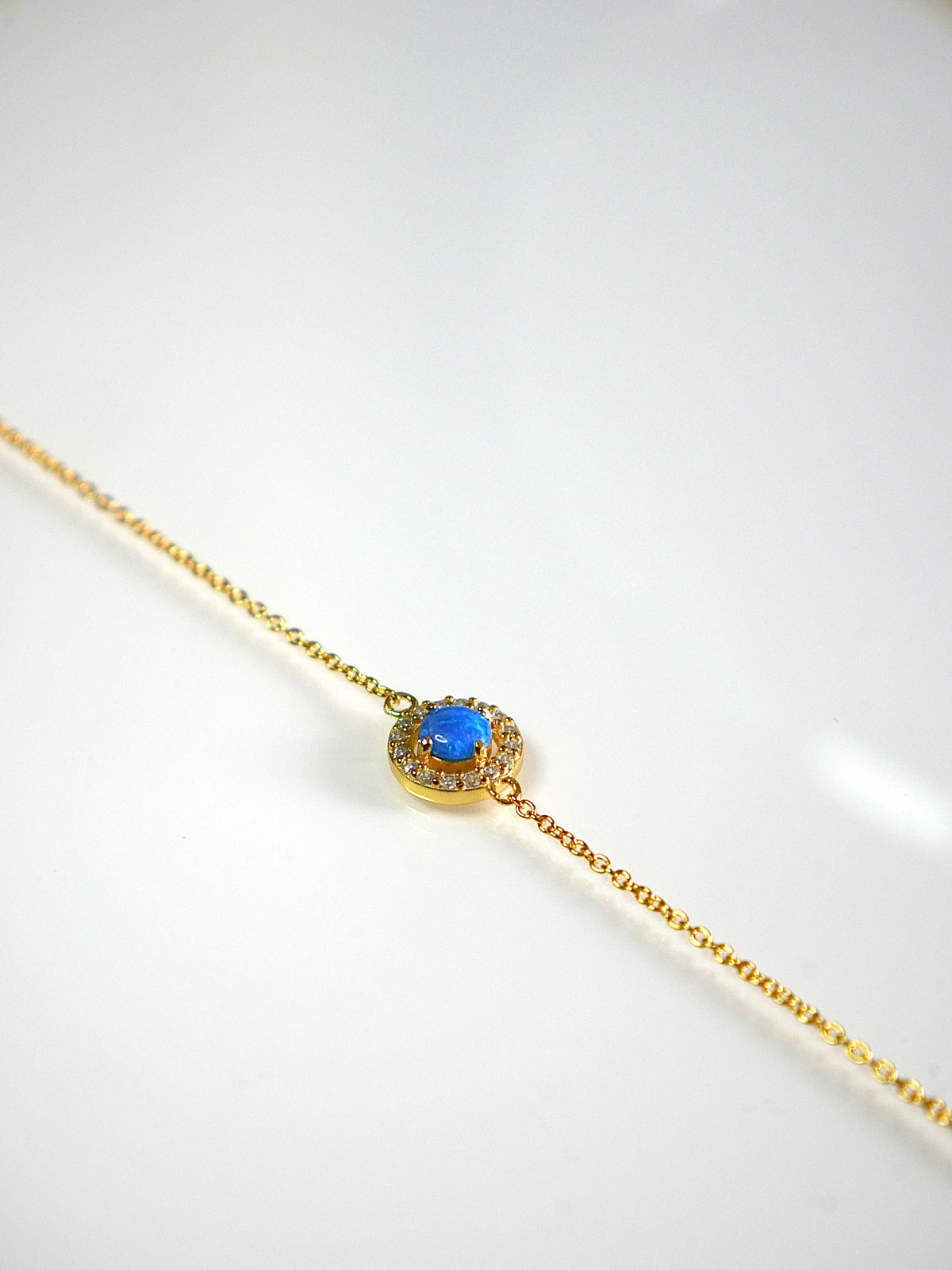 Opal Bracelet, 18k gold plated, Diamond Cubic Zirconia Round Opal Dainty Opal Bracelets