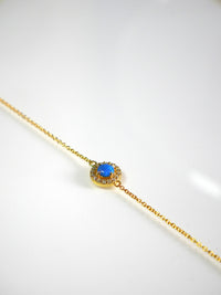 Opal Bracelet, 18k gold plated, Diamond Cubic Zirconia Round Opal Dainty Opal Bracelets