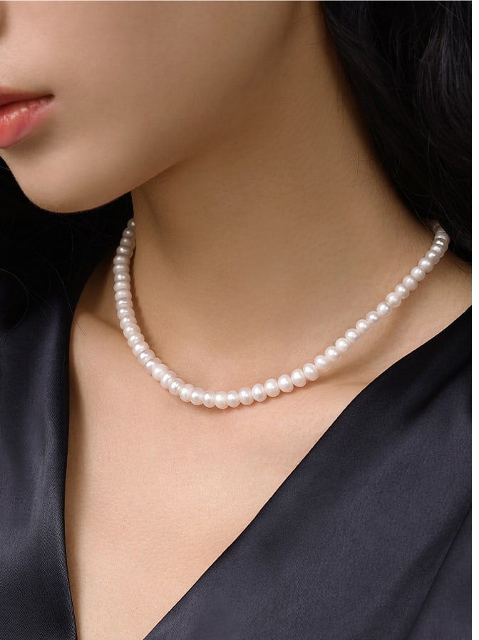 Pearl Necklace 925 Sterling Silver Natural Pearl Women's Jewelry Nickel Free Fine Jewelry