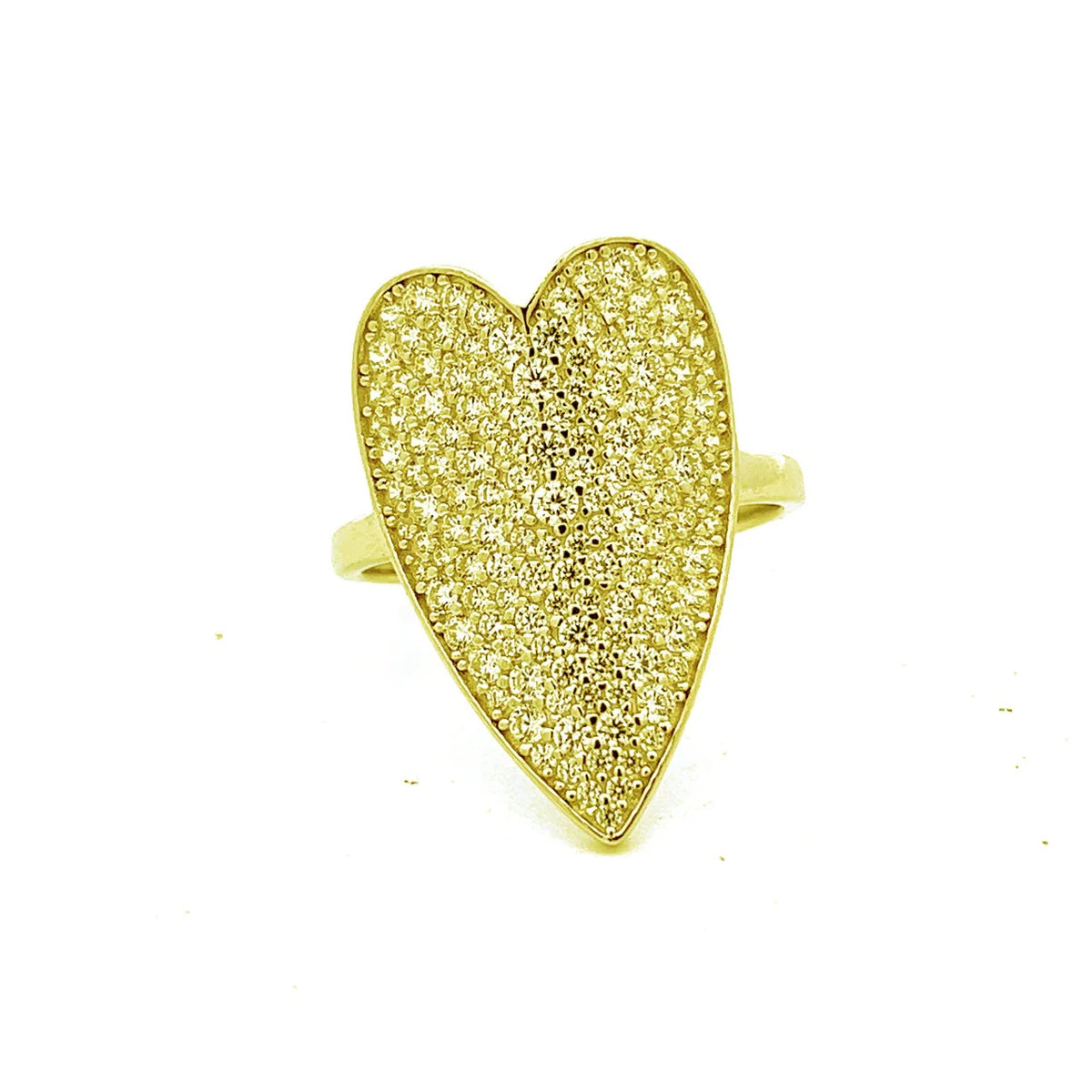 Big Heart Ring 925 Sterling Silver 14K Gold Plated Pave Cubic Zirconia Statement Luxury Jewelry KESLEY