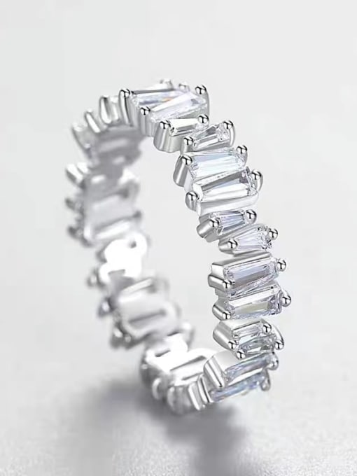 Eternity Ring Bands 925 Sterling Silver Irregular Baguette Zircon Luxury Statement Rings