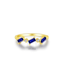 Dainty Sapphire Ring 18K Gold Plated Sterling Silver Baguette Ring