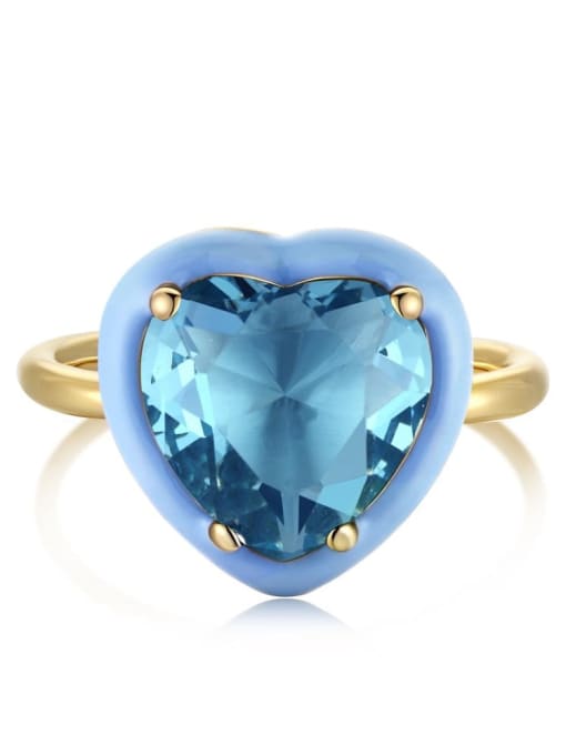 Heart Shape Ring 925 Sterling Silver Color Enamel Statement Rings Fine Jewelry Waterproof Rings Tarnish Free