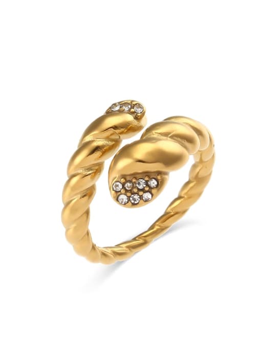 Adjustable Croissant Gold Statement RIng, 18K Gold Plated Cubic ZIrconia Luxury Fashion RIng