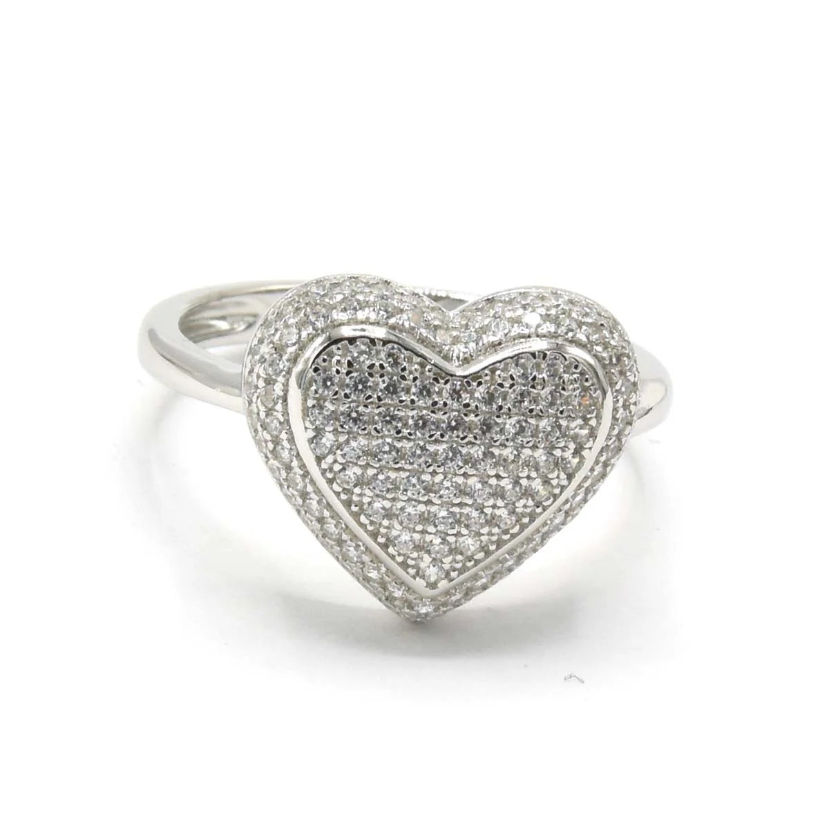 Heart Ring Pave Cubic Zirconia simulated diamond 925 Sterling Silver Statement Women's Accessories KESLEY Disco Ball Ring