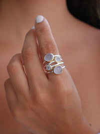 Rose Quartz Ring, .925 Sterling Silver Natural Rose Quartz Gemstone, 18K Gold Plated Orbit, Nickel Free, Luxury Ring