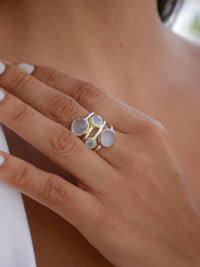 Rose Quartz Ring, .925 Sterling Silver Natural Rose Quartz Gemstone, 18K Gold Plated Orbit, Nickel Free, Luxury Ring