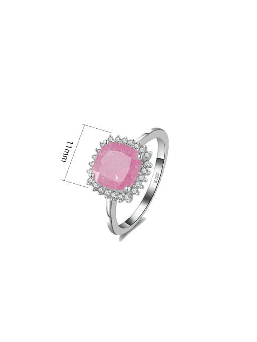 Pink Opal Ring Sterling Silver 925 Cubic Zirconia Waterproof Hypoallergenic Square Birthstone Jewelry