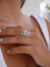 Rose Quartz Ring, .925 Sterling Silver Natural Rose Quartz Gemstone, 18K Gold Plated Orbit, Nickel Free, Luxury Ring