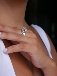 Agate Ball Gemstone Silver Ring,.925 Sterling Natural Gemstone Statement Ring Ring